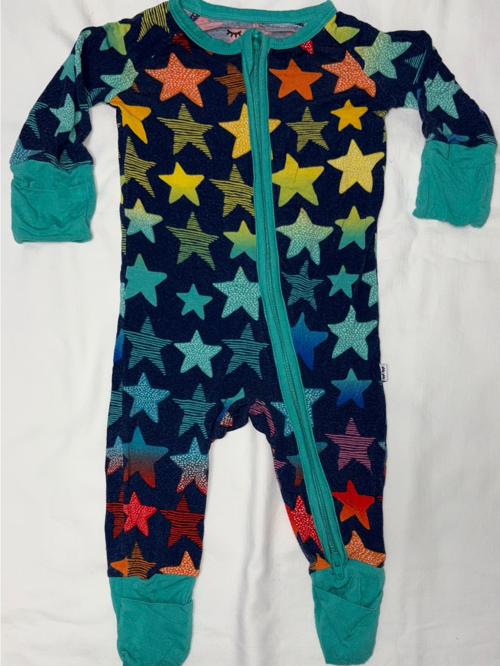 Little Sleepies multicolor stars zippy Sz NB Lunaluxe bamboo fabric EUC